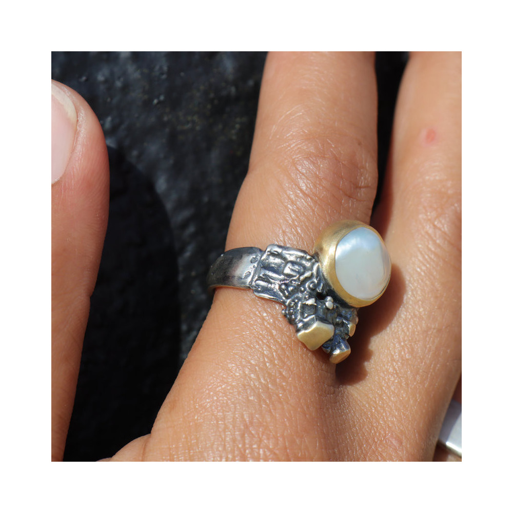 bague argent et or plus nacre