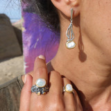 bague argent nacre blanc