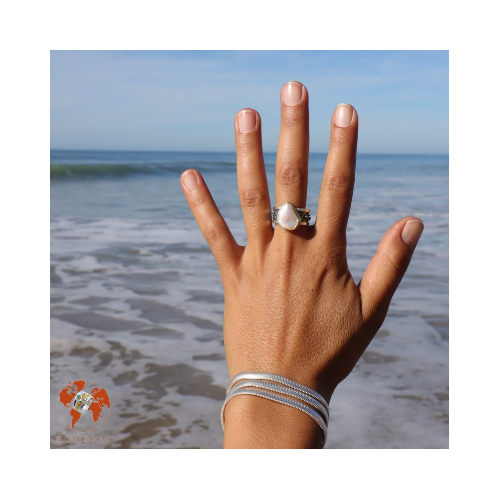 bague argent nacre