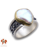 bague creation argent nacre femme