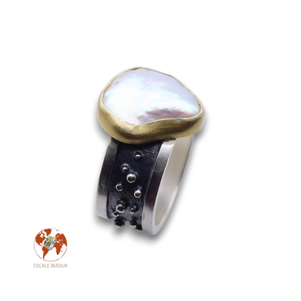 bague argent nacre femme