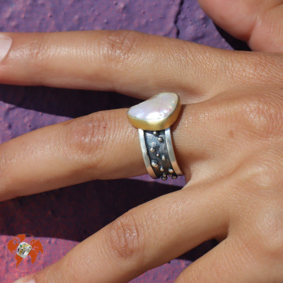 bague argent nacre haut de gamme