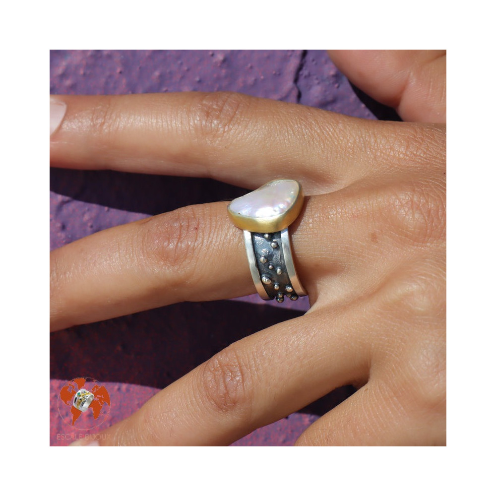 bague argent nacre haut de gamme