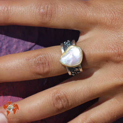 bague argent nacre originale