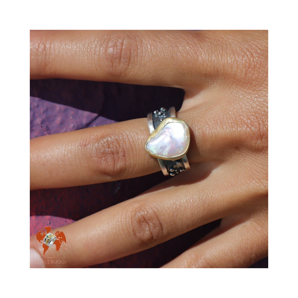 bague argent nacre originale