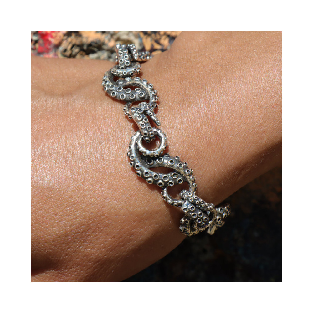 bracelet poulpe argent