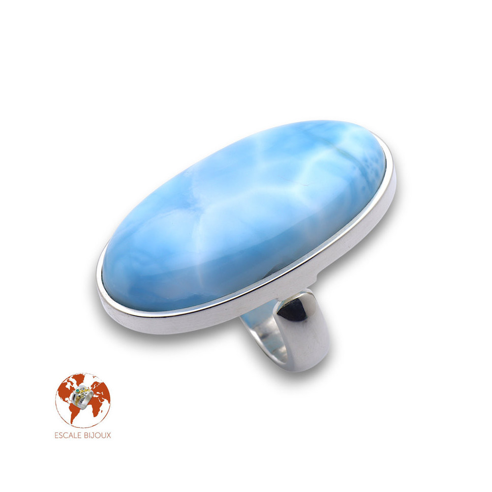 bague argent pierre bleu