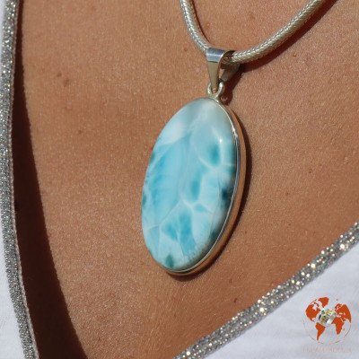 pendentif argent avec larimar
