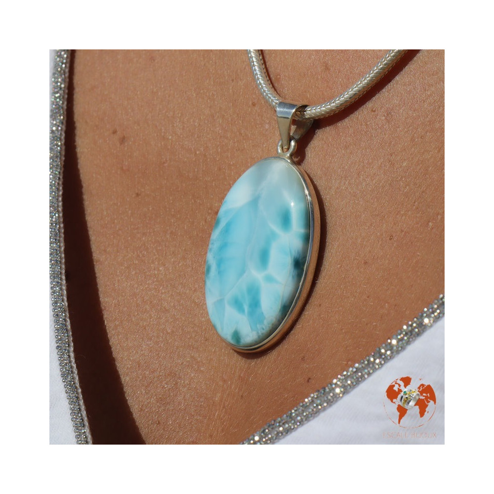 pendentif argent avec larimar