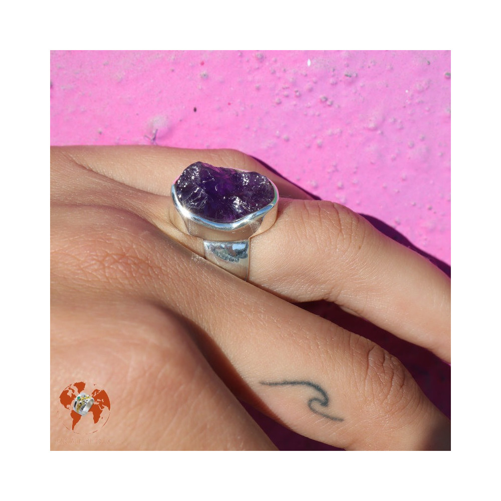 bague améthyste brute