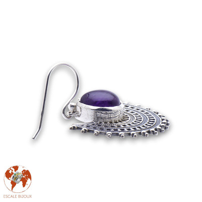 boucles d oreilles argent et améthyste