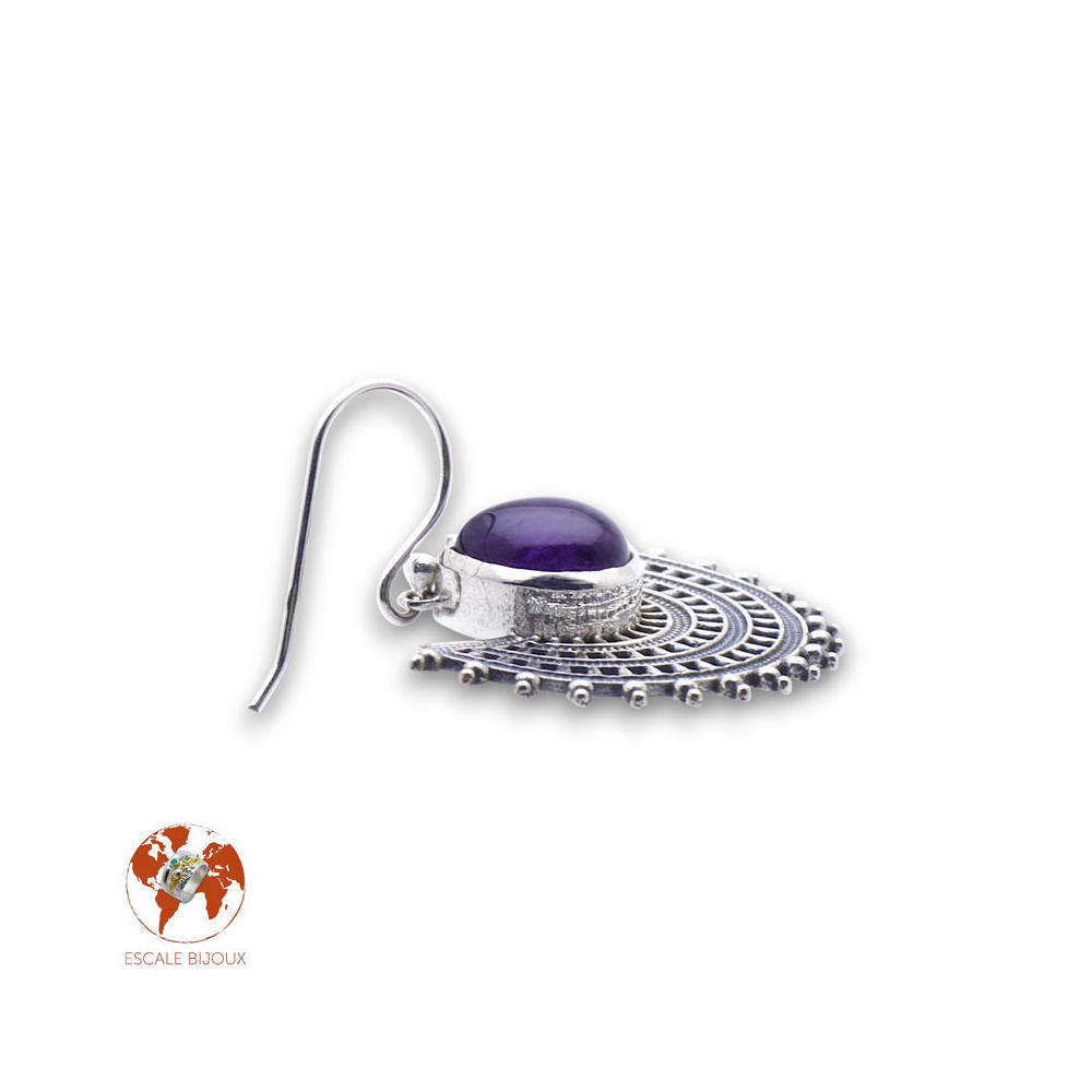 boucles d oreilles argent et améthyste