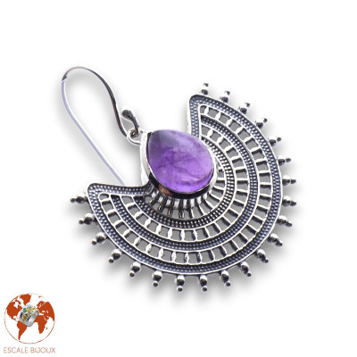 boucles d oreilles pendantes améthyste