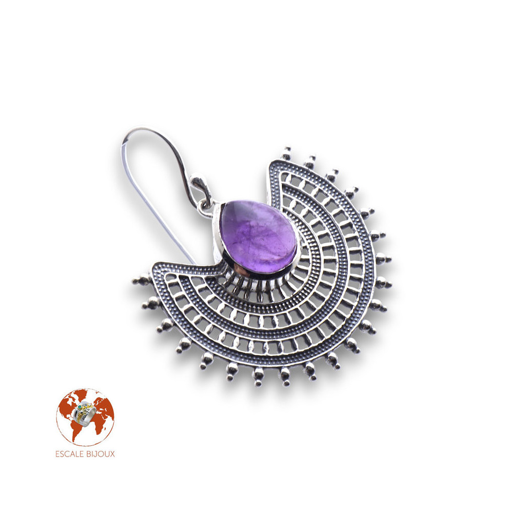 boucles d oreilles pendantes améthyste