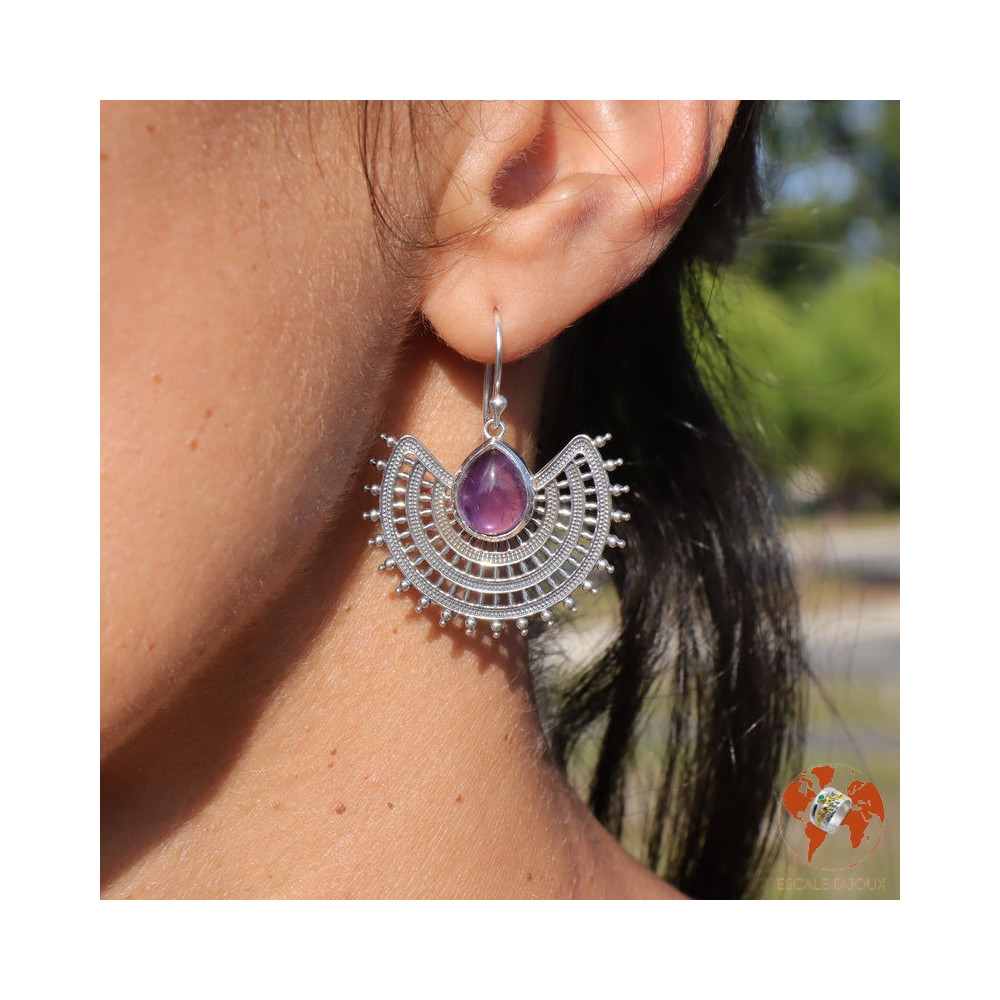 boucles d oreilles pierre améthyste