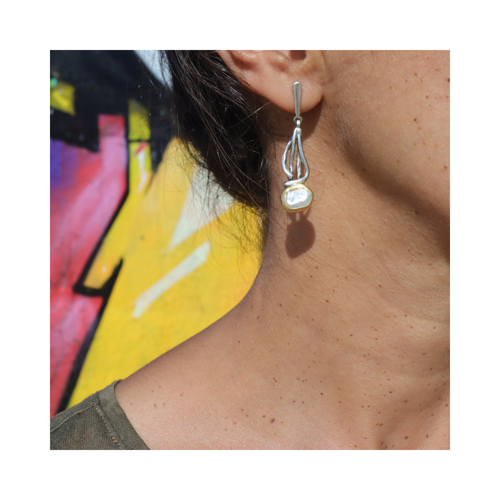 boucles d oreilles nacre et argent