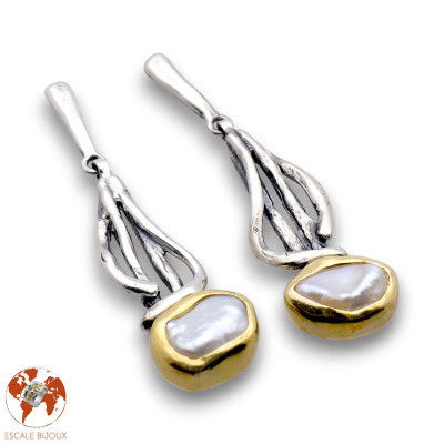 boucles d'oreilles nacre blanche haut de gamme