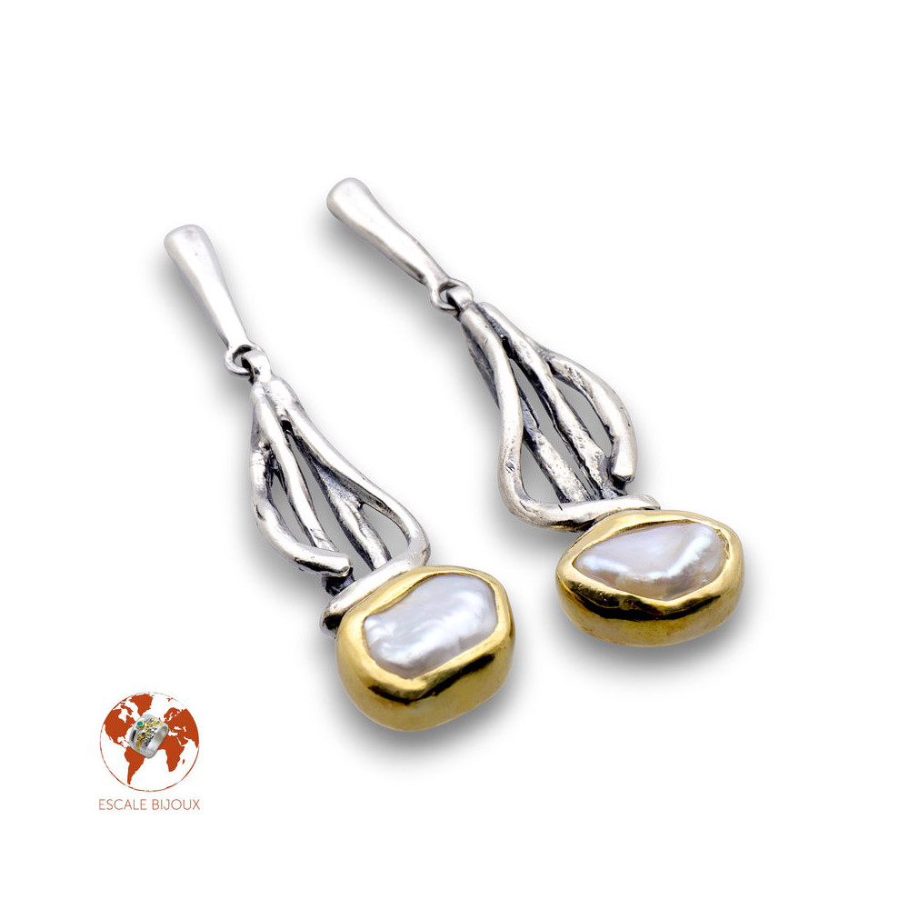 boucles d'oreilles nacre blanche haut de gamme