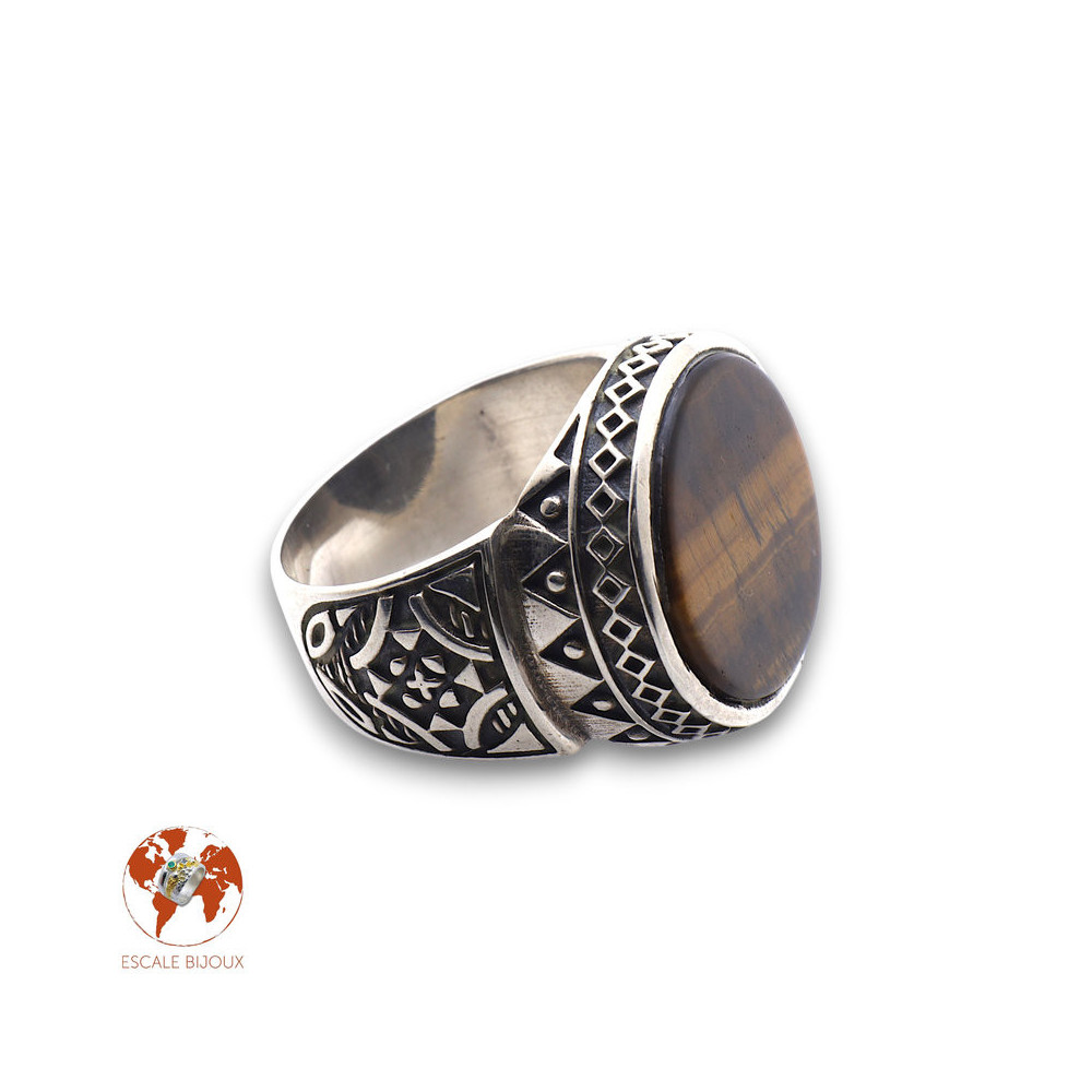 bague oeil de tigre argent