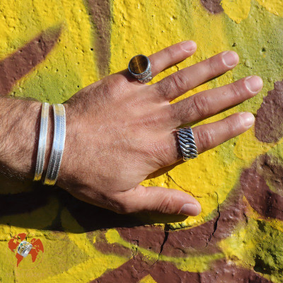 bague argent oeil de tigre