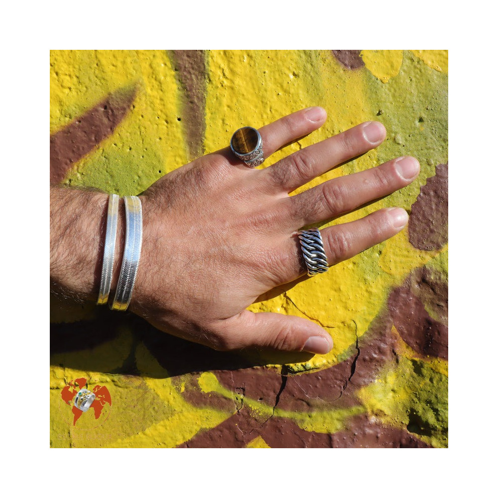 bague argent oeil de tigre