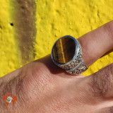 bague argent oeil de tigre homme