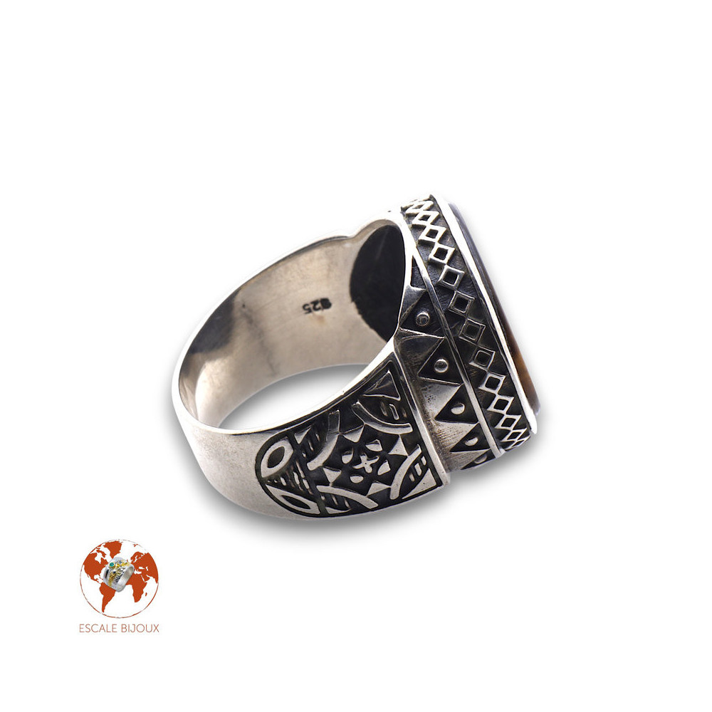 oeil de tigre bague homme