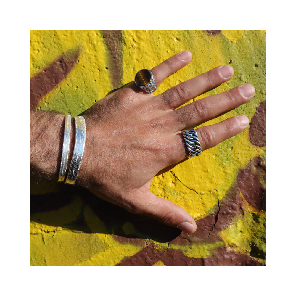 bague tressée argent homme