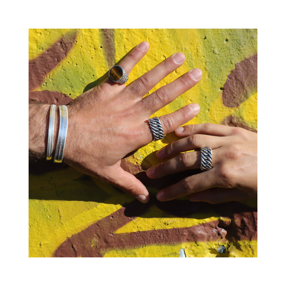 bague tressée argent femme