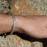 jonc tressé homme argent massif