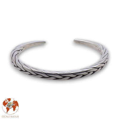 jonc argent tresse homme