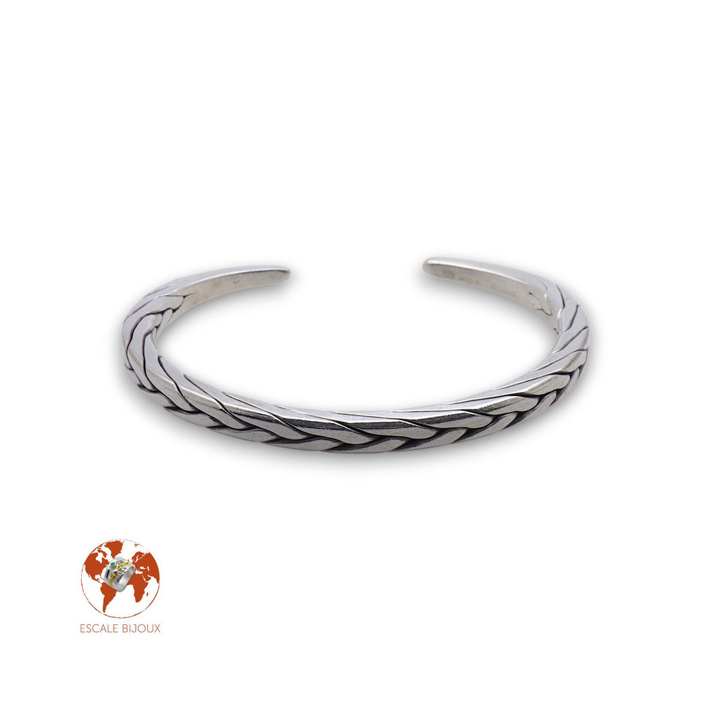 jonc argent tresse homme