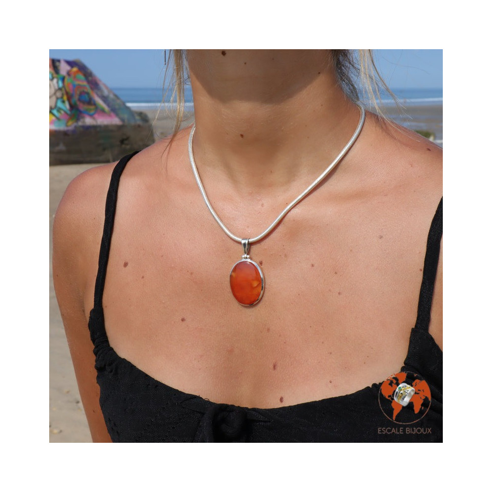 pendentif cornaline orange