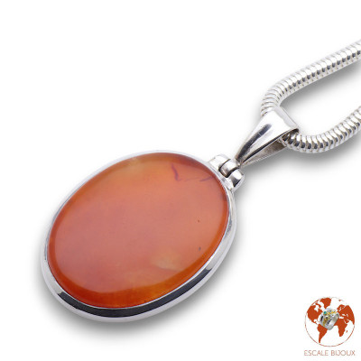 Pendentif en argent sterling et cabochon de cornaline