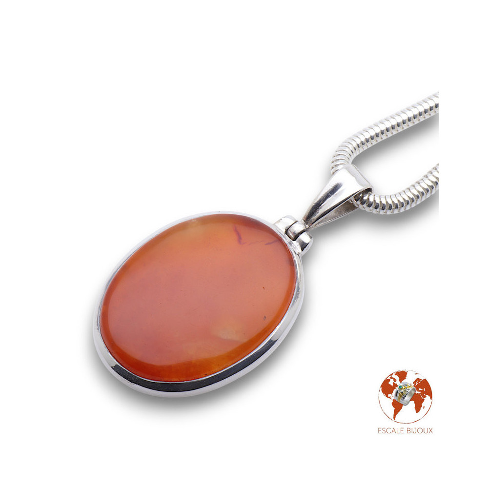 Pendentif en argent sterling et cabochon de cornaline