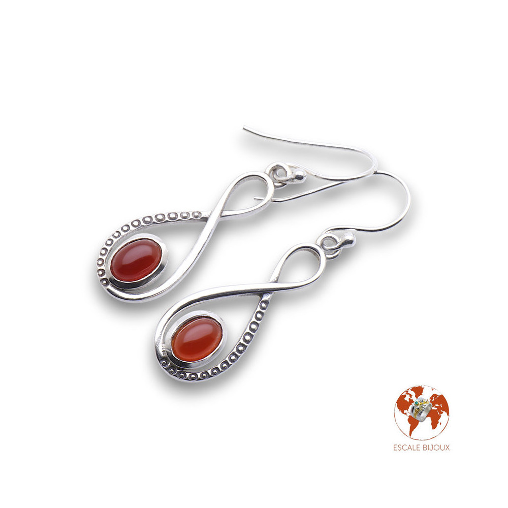 boucles d oreilles argent et cornaline