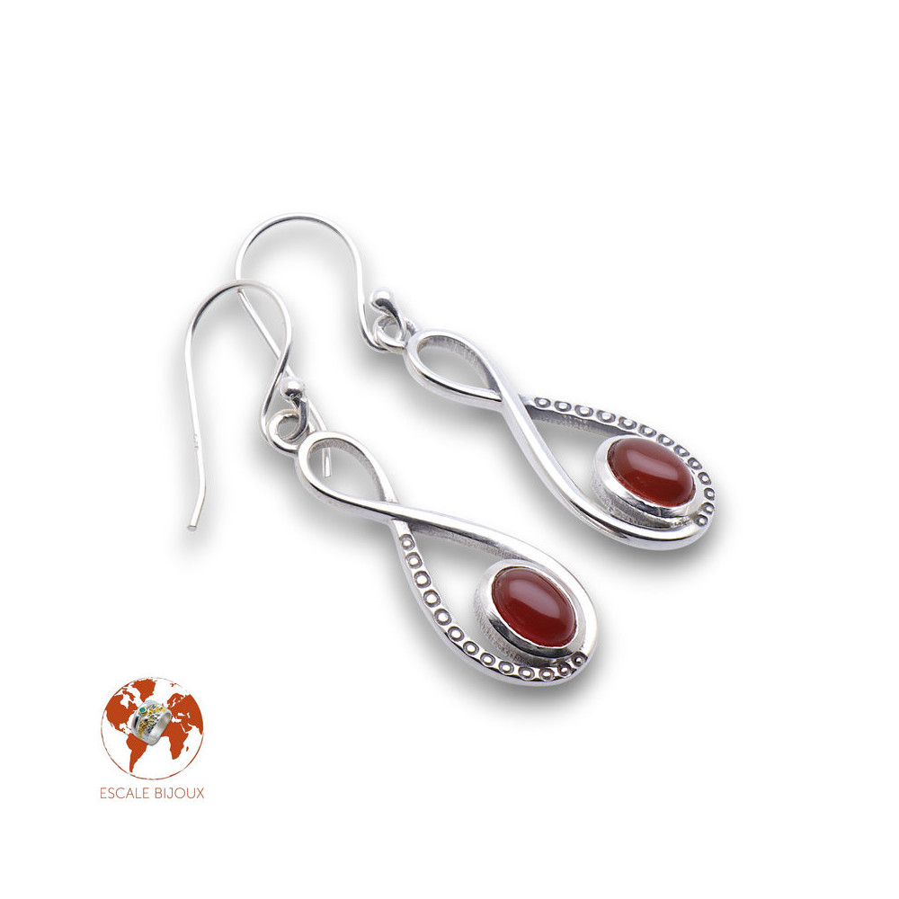 boucle d'oreille pierre cornaline