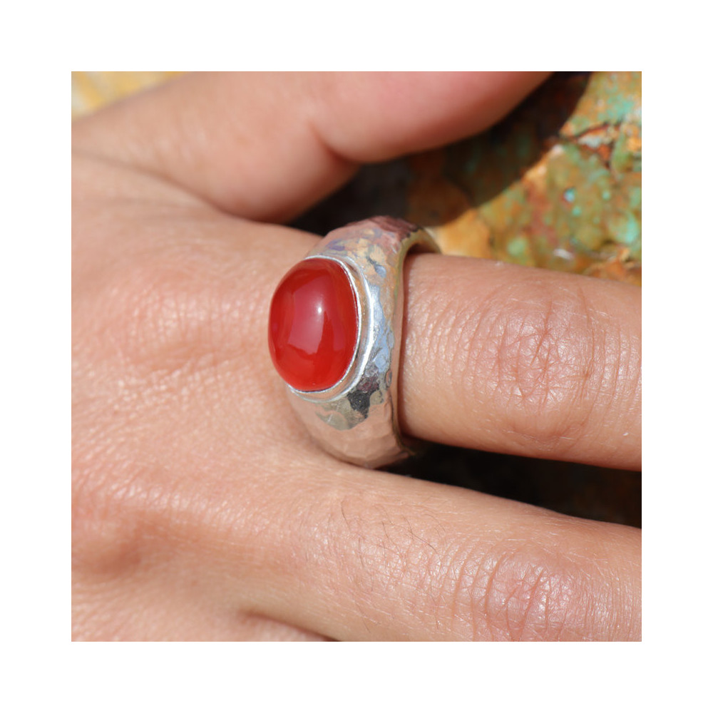 bague argent pierre cornaline
