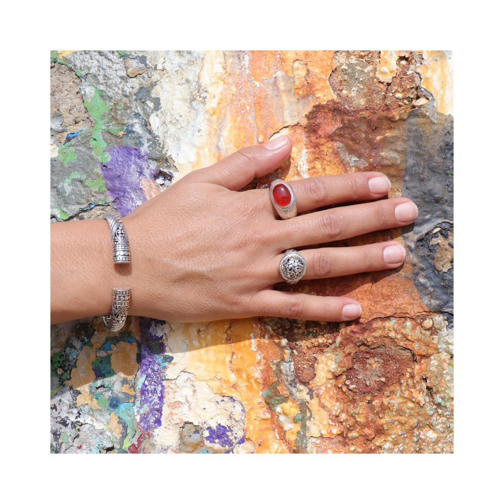 bague argent pierre orange