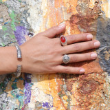 bague argent pierre orange