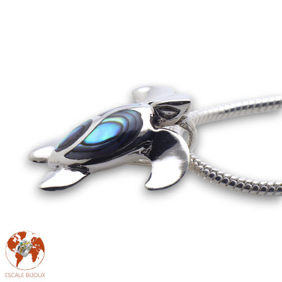 abalone pendentif tortue argent