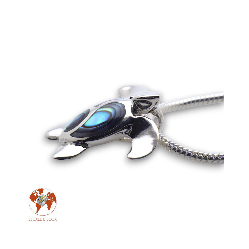 abalone pendentif tortue argent