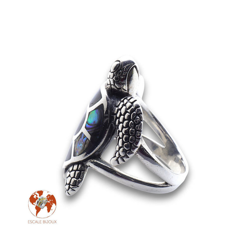 bague argent tortue nacre