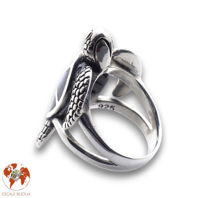 bague argent tortue nacre femme