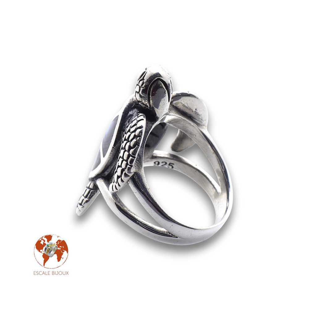 bague argent tortue nacre femme