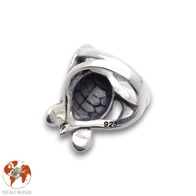 bague argent tortue nacre abalone