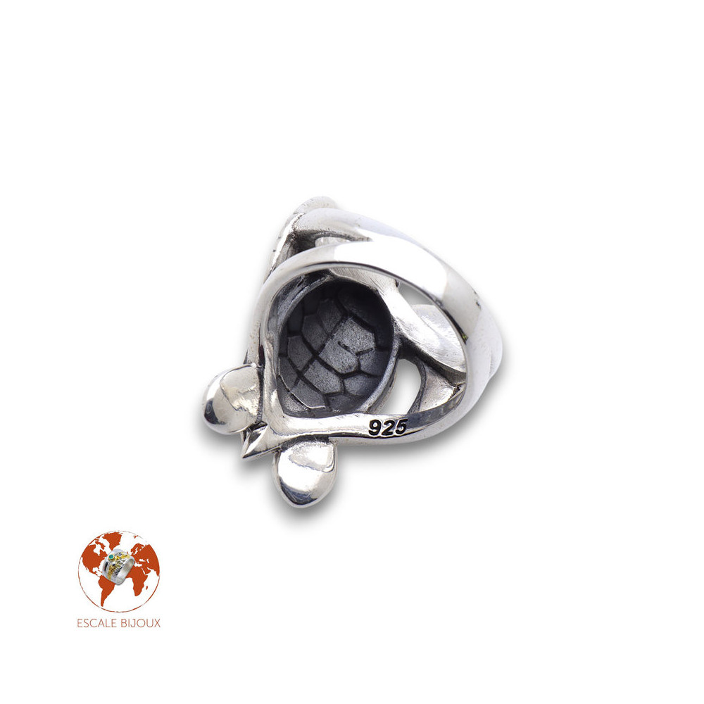 bague argent tortue nacre abalone