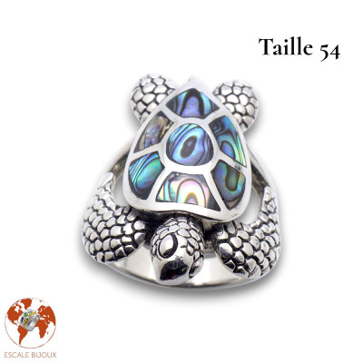 bague argent tortue abalone