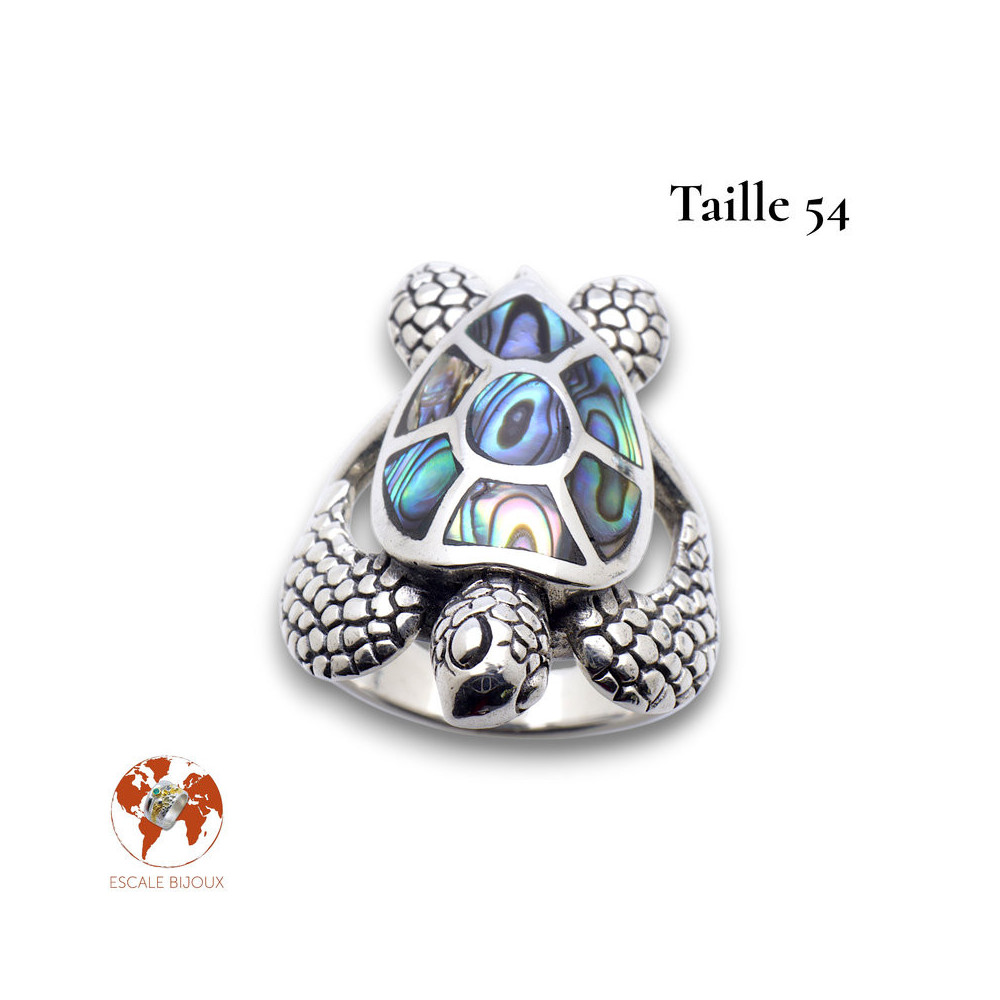 bague argent tortue abalone