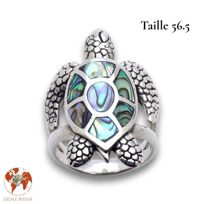bague tortue nacre argent